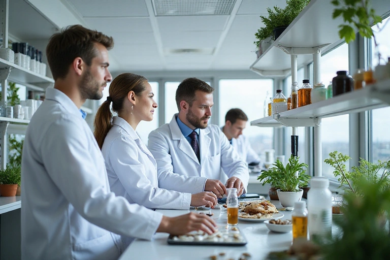 Zespół Harmoniavitae pracujący w laboratorium nad naturalnymi suplementami